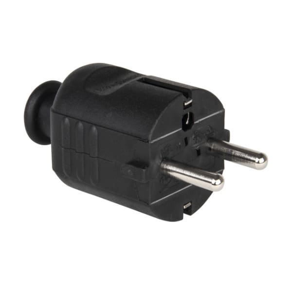 PC ELECTRIC - Schutzkontaktstecker PP 2SL Tülle zentral IP20 schwarz