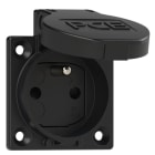 PC ELECTRIC - Schutzkontakt-Anbausteckdose P-Nova+ 50x50 fb Shutter IP54 rückwärtig (schwarz)