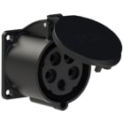 PC ELECTRIC - CEE-Anbausteckdose gerade (70x70mm) 32A 5p 6h IP44/IP54  schwarz