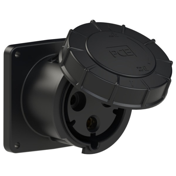 PC ELECTRIC - CEE-Anbausteckdose gerade (120x120) 125A 3p 6h IP67 POWER TWIST schwarz