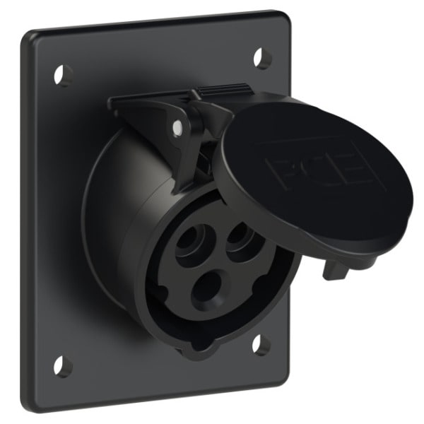 PC ELECTRIC - CEE-Anbausteckdose schräg (80x97mm) 16A 3p 6h IP44/IP54 TT schwarz