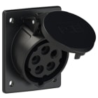 PC ELECTRIC - CEE-Anbausteckdose schräg (80x97mm) 16A 5p 6h IP44/IP54 TT schwarz