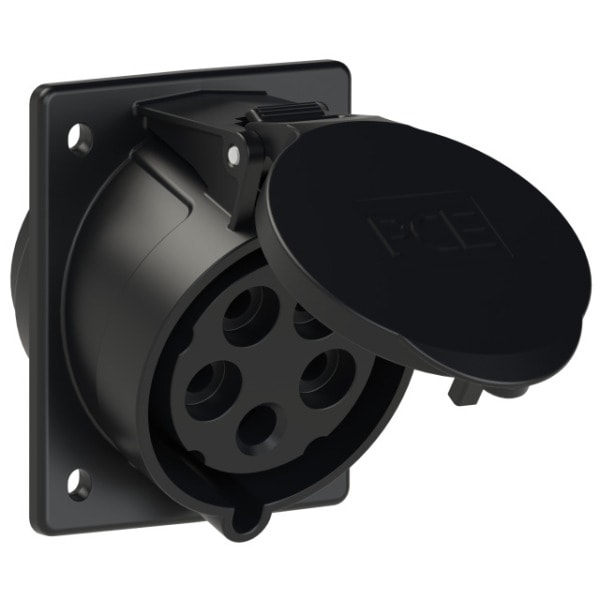 PC ELECTRIC - CEE-Anbausteckdose schräg (80x97mm) 32A 5p 6h IP44/IP54 schwarz