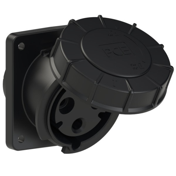 PC ELECTRIC - CEE-Anbausteckdose schräg (100x112) 63A 3p 6h IP67 POWER TWIST schwarz