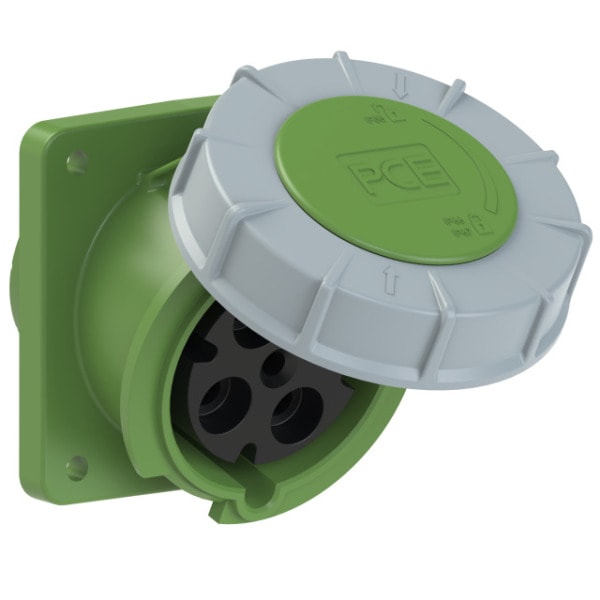 PC ELECTRIC - CEE-Anbausteckdose schräg (100x107) 63A 4p 2h IP67 POWER TWIST