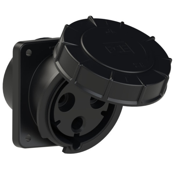 PC ELECTRIC - CEE-Anbausteckdose schräg (120x130) 125A 3p 6h IP67 POWER TWIST schwarz