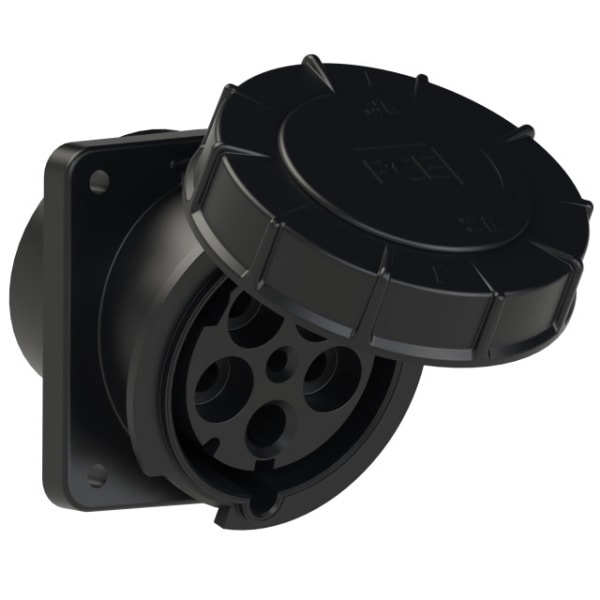 PC ELECTRIC - CEE-Anbausteckdose schräg (120x130) 125A 5p 6h IP67 POWER TWIST schwarz