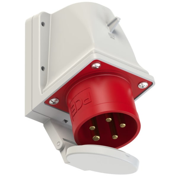 PC ELECTRIC - CEE-Wandgerätestecker 32A 5p 6h IP44  mit Deckel