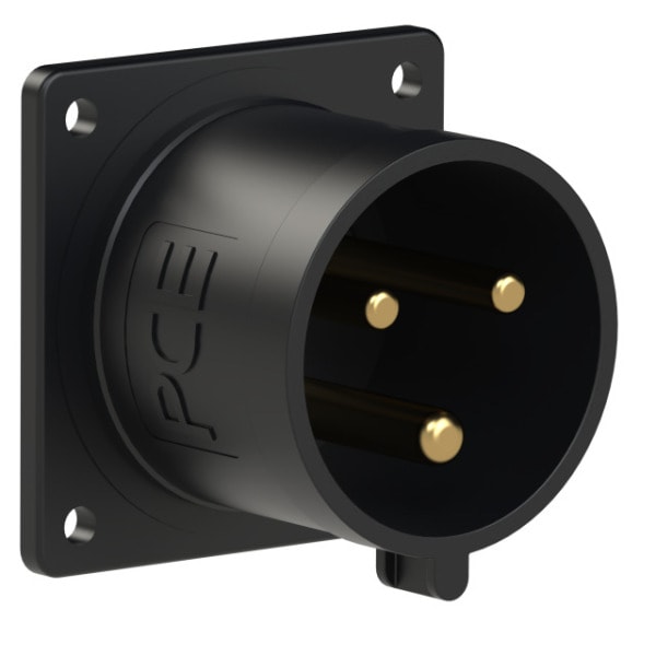 PC ELECTRIC - CEE-Anbaugerätestecker 70x70 gerade 32A 3p 6h IP44 schwarz