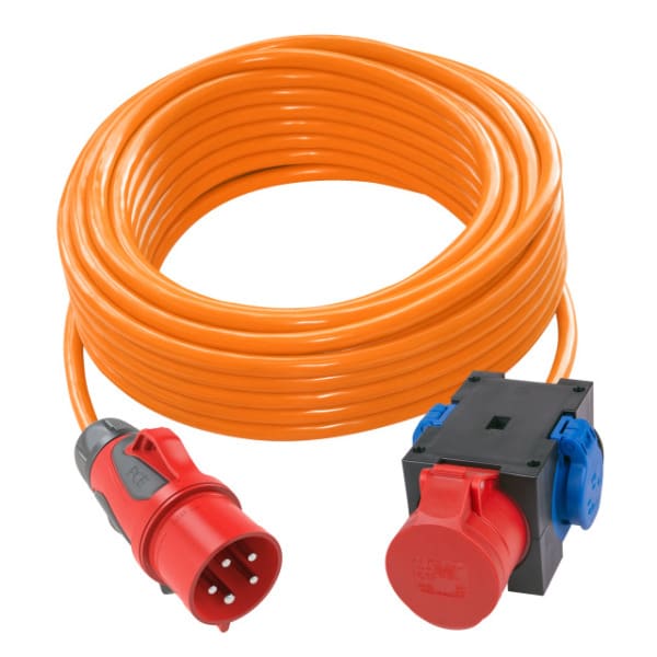 PC ELECTRIC - Verlängerungsleitung 10m H07BQ-F 5G2,5 orange PUR Stecker CEE16/2xSSD+CEE16