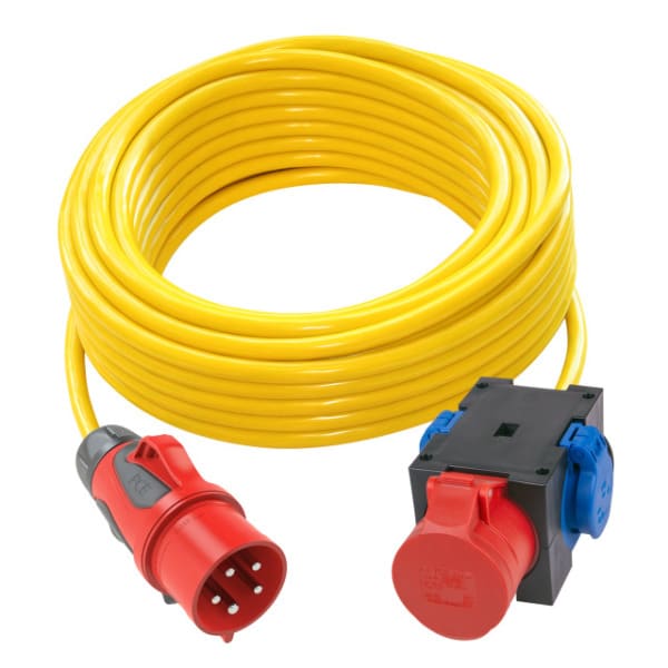 PC ELECTRIC - Verlängerungsleitung 10m N07V3V3-F 5G2,5 gelb K35 Stecker CEE16/2xSSD+CEE16