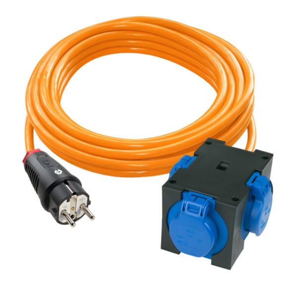 PC ELECTRIC - Verlängerungsleitung 5m H07BQ-F 3G1,5 orange PUR SK-Stecker/3-fach St. Anton