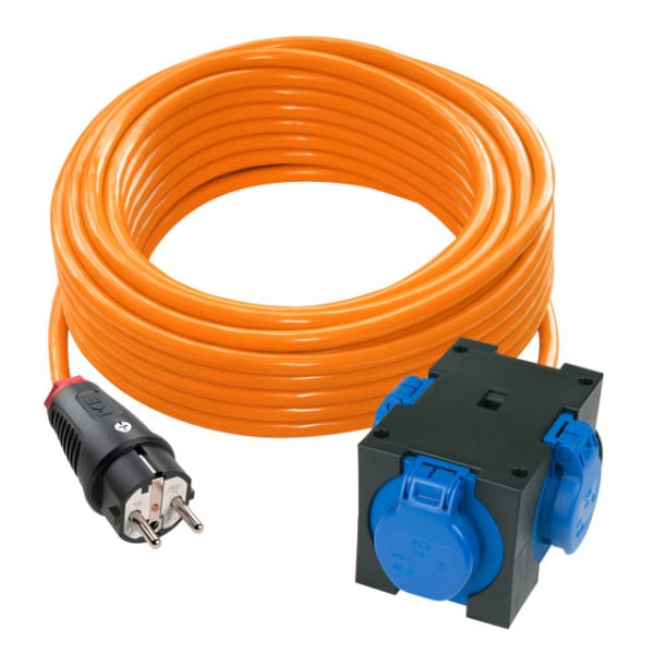 PC ELECTRIC - Verlängerungsleitung 25m H07BQ-F 3G1,5 orange PUR SK-Stecker/3-fach St. Anton