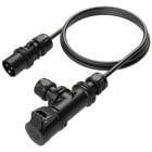 PC ELECTRIC - CEE Stecker 16A 3p +Kabel mit Kupplung und Kabelauslass IP44 (T-Connect) schwarz