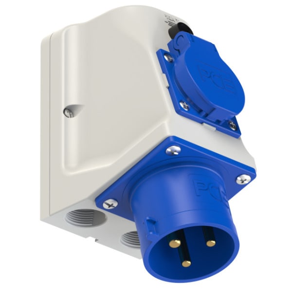 PC ELECTRIC - CEE-Wandgerätestecker 32A 3p 6h IP44 mit Schutzkontaktsteckdose