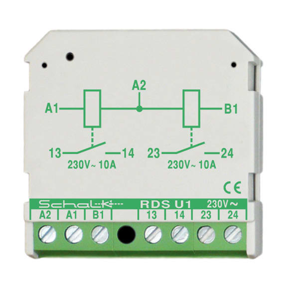 SCHALK - Doppelrelais 230V AC, 2 potentialfreie Schließer 10A (UP)