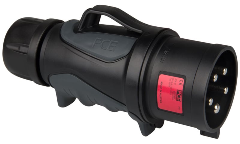 PC ELECTRIC - CEE-Stecker 32A 5p 6h schwarz GRIP