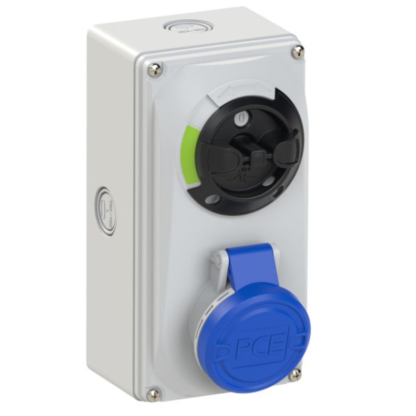 PC ELECTRIC - CEE-Steckdose abschaltbar kompakt 16A 3p 6h IP44/IP54 Knock Out