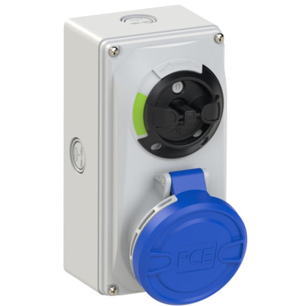 PC ELECTRIC - CEE-Steckdose abschaltbar kompakt 32A 3p 6h IP44/IP54 Knock Out