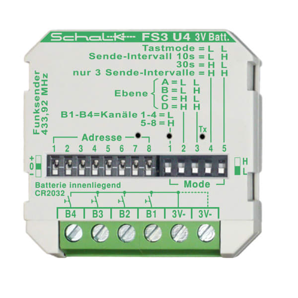 SCHALK - Funk-Sender 4-Kanal 3V DC (UP), inkl. Batterie