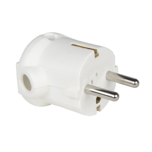 PC ELECTRIC - Schutzkontaktstecker PP 2SL seitlich IP20 weiß