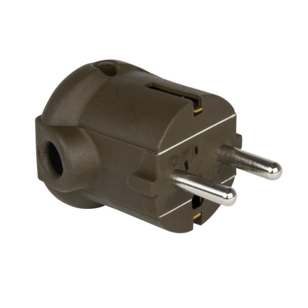 PC ELECTRIC - Schutzkontaktstecker PP 2SL seitlich IP20 braun