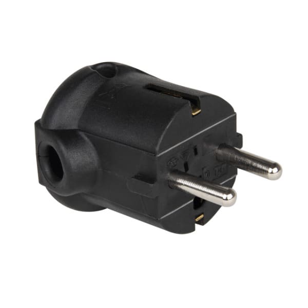 PC ELECTRIC - Schutzkontaktstecker PP 2SL seitlich IP20 schwarz