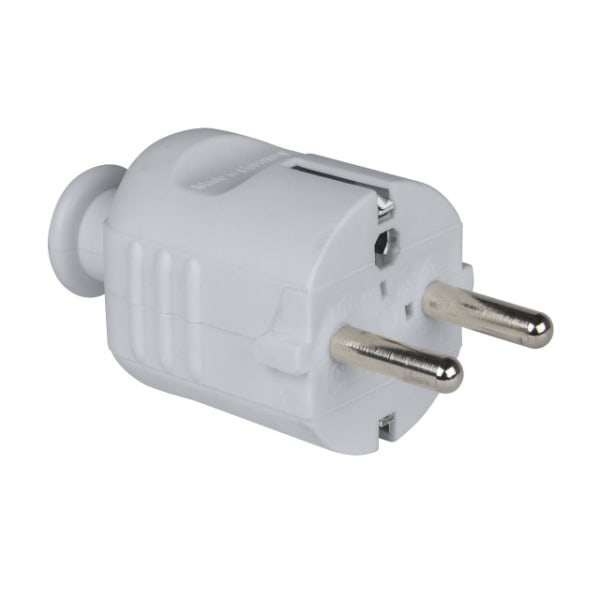 PC ELECTRIC - Schutzkontaktstecker PP 2SL Tülle zentral IP20 grau