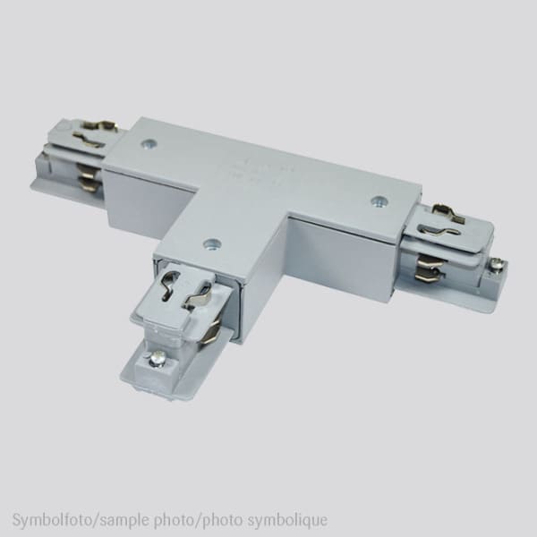 PLANLICHT - T-VERBINDER rechts zu 3-Phasen Stromschiene eckig, silber