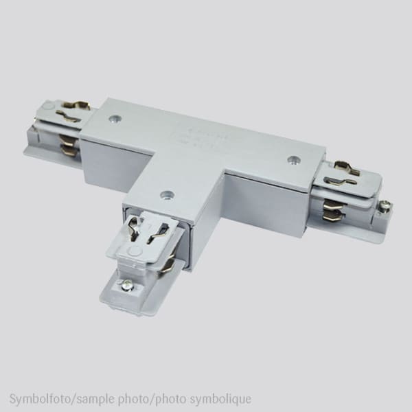 PLANLICHT - T-VERBINDER links zu 3-Phasen Stromschiene eckig, silber
