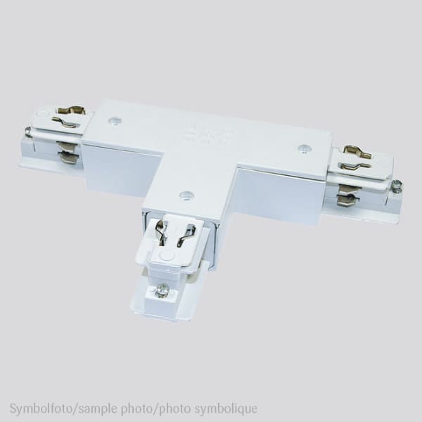 PLANLICHT - T-VERBINDER links zu 3-Phasen Stromschiene eckig, weiß