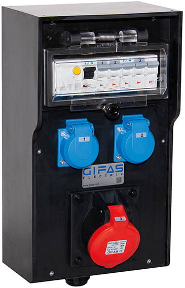 GIFAS - Vollgummi Steckdosenverteiler BR 7300 - IP44, 1/M32 unten