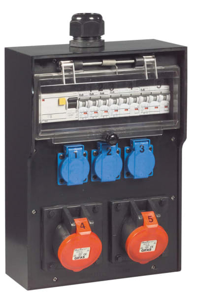 GIFAS - Steckdosenverteiler AP, 2xCEE 32A, 3xSchuko + FI&LSS