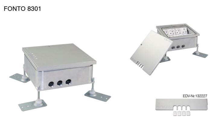 GIFAS - Bodensteckdose, geschl. IP65, alu-natur, 8 Einsätze