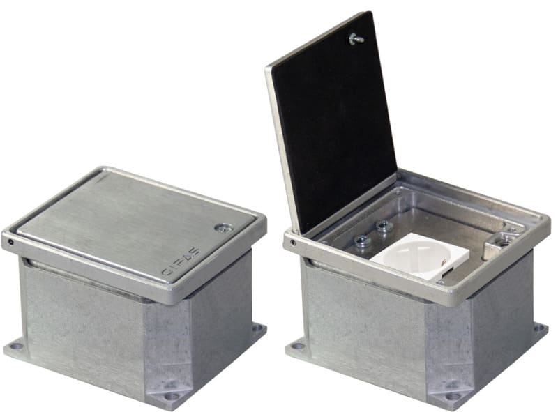 GIFAS - Bodensteckdose Klappdeckel, geschl. IP65, Alu natur, 1xSchuko