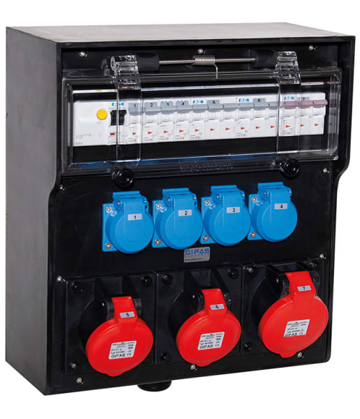 GIFAS - VG AP Steckdosenverteiler BR 7700 P44 CEE32A CEE16A Schuko FI LS M32