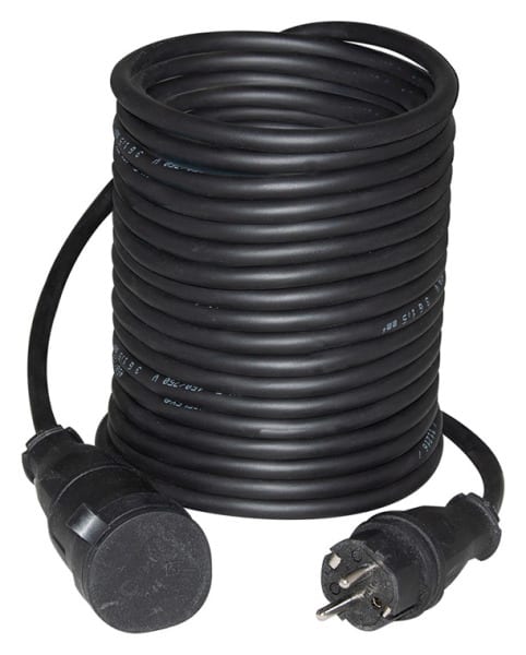 GIFAS - Schuko Verlängerung, 10m H07RN-F 3x1,5 schwarz, Stecker + Kupplung