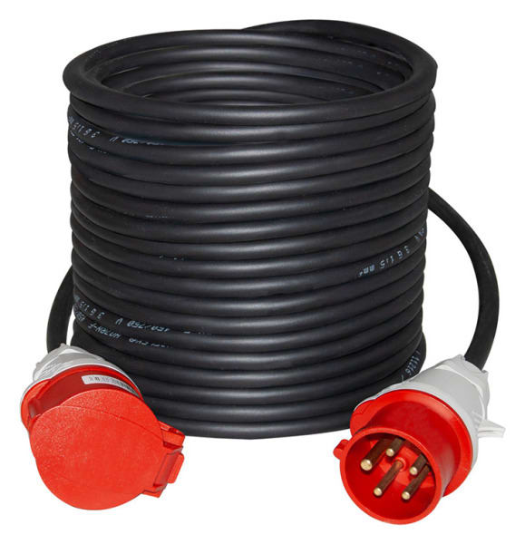 GIFAS - CEE Verlängerung, 25m H07RN-F 5x4 schwarz, Stecker + Kuppl. 32A