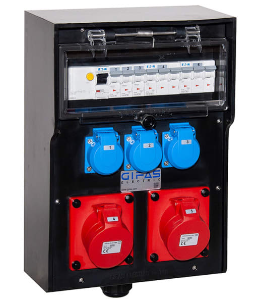 GIFAS - VG AP Steckdosenverteiler BR 7400 IP44 CEE 16A Schuko FI LS M32