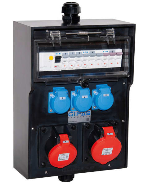 GIFAS - VG AP Steckdosenverteiler BR 7400 IP44 CEE 32A CEE 16A Schuko FI LS M32