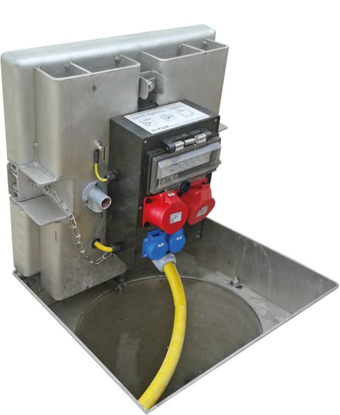 GIFAS - Unterflurverteiler PIAZZA 540,  CEE 32A + 16A, Schuko, LS, FI