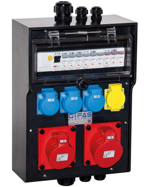 GIFAS - VG AP Steckdosenverteiler BR 7400 IP44 CEE32A CEE16A Schuko 2xRJ45 FI LS M40 M20