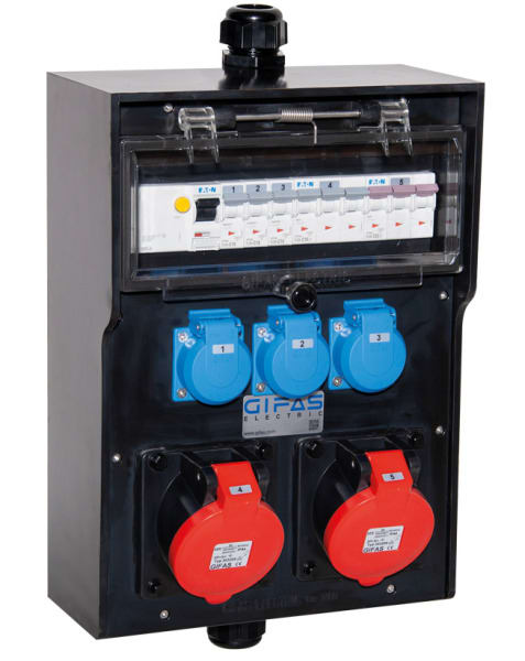 GIFAS - VG AP Steckdosenverteiler BR 7400 IP44 CEE32A Schuko FI LS M40
