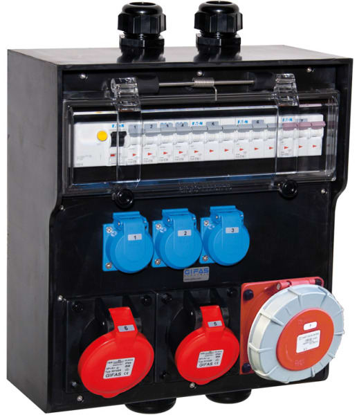 GIFAS - VG AP Steckdosenverteiler BR7700 IP44 CEE63A CEE32A CEE16A Schuko FI LS M40
