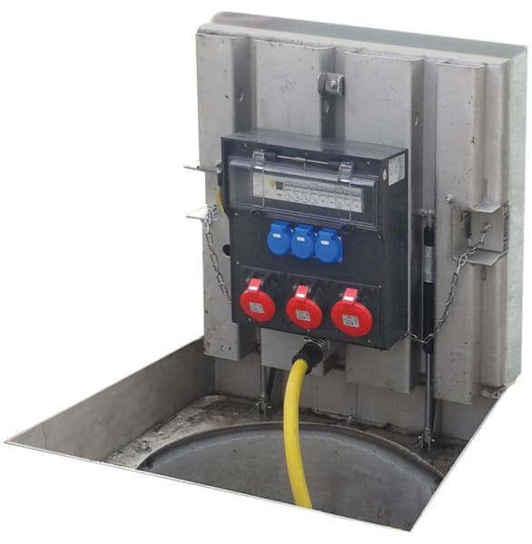 GIFAS - Unterflurverteiler PIAZZA 720,  CEE 32A + 16A, Schuko, LS, FI