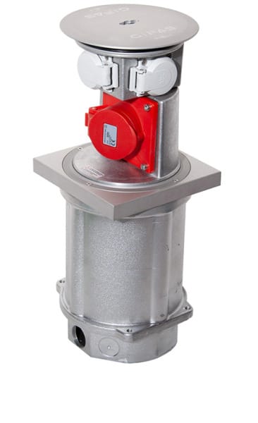 GIFAS - Senkverteiler Schraubd., geschl. IP67, Aluf.-elox., 1x CEE 16A, 3x Schuko