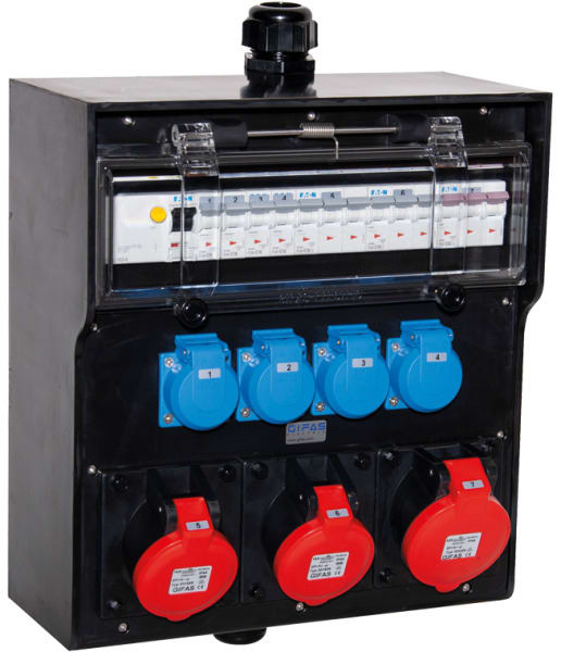 GIFAS - VG AP Steckdosenverteiler BR 7700  IP44 CEE32A CEE16A Schuko FI LS M40