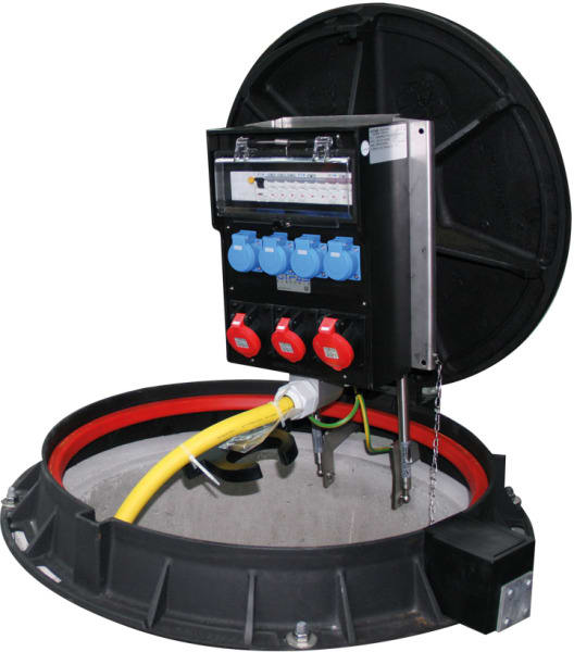 GIFAS - Unterflurverteiler VESUVIO, CEE 32A + 16A, Schuko, LS, FI