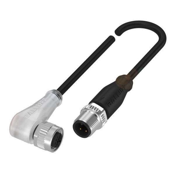 BALLUFF - M12 Bu gew-M12 Stk ger 3pol 3m PUR LED gelb