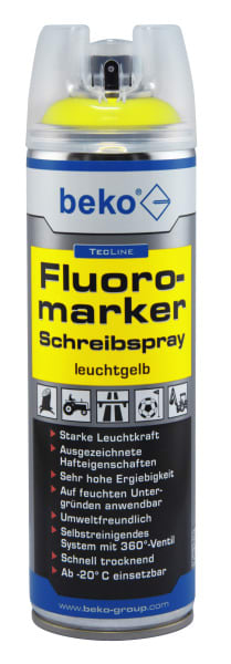 BEKO - TecLine Fluoromarker Schreibspray 500 ml leuchtgelb